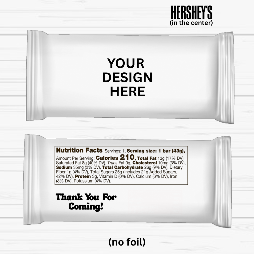 Personalized Hershey’s Candy Bar – Any Theme, Any Color (Set of 6)