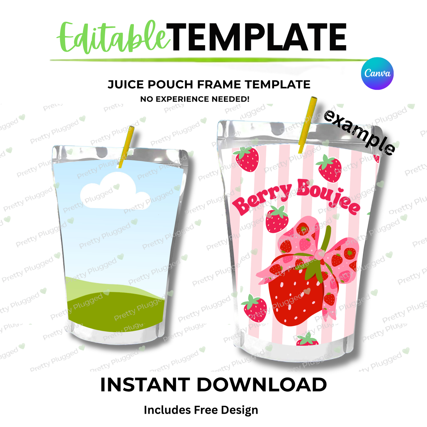 EDITABLE JUICE POUCH LABEL TEMPLATE (Digital Download)