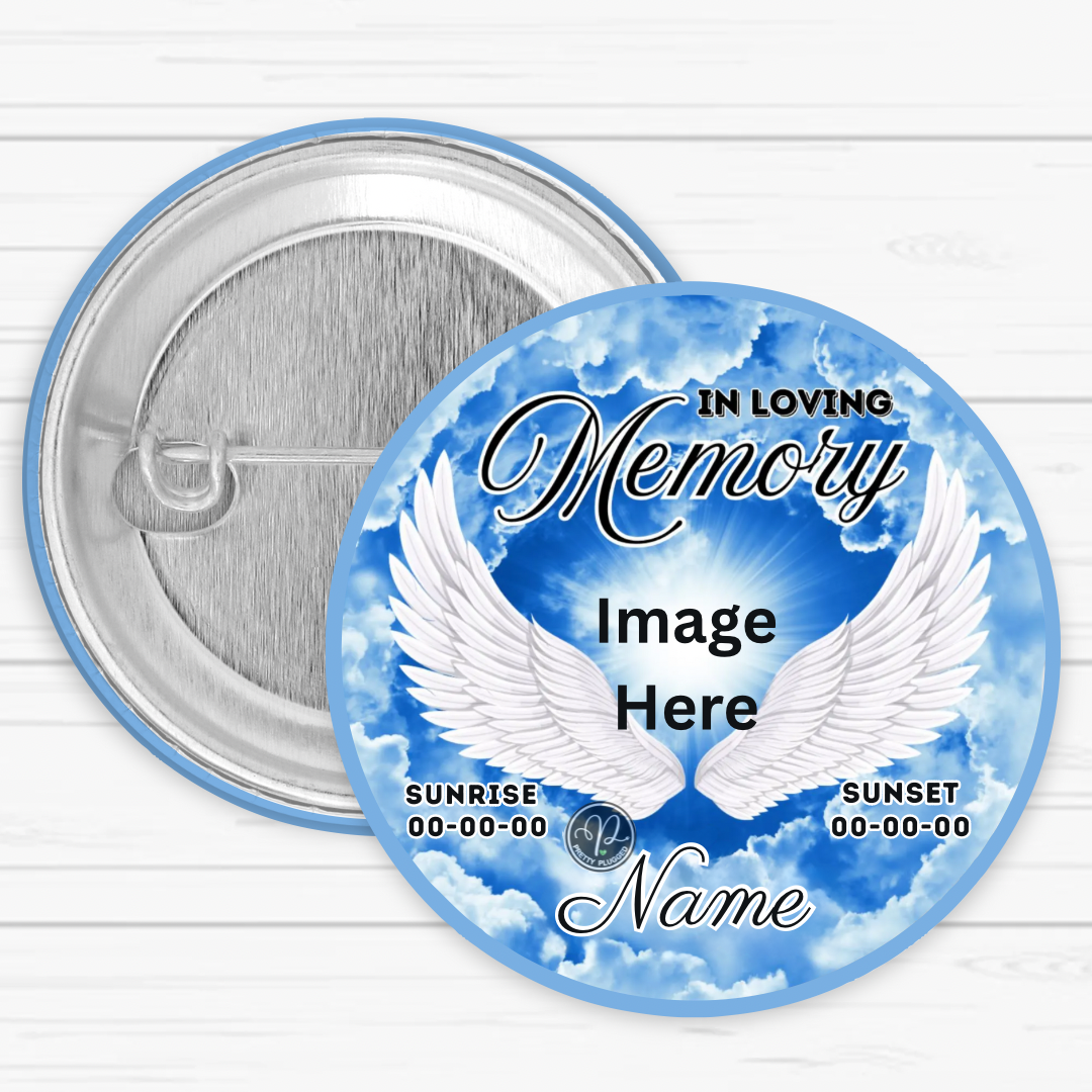 Keepsake Memorial Button Pins (Sold 6 Per Set)