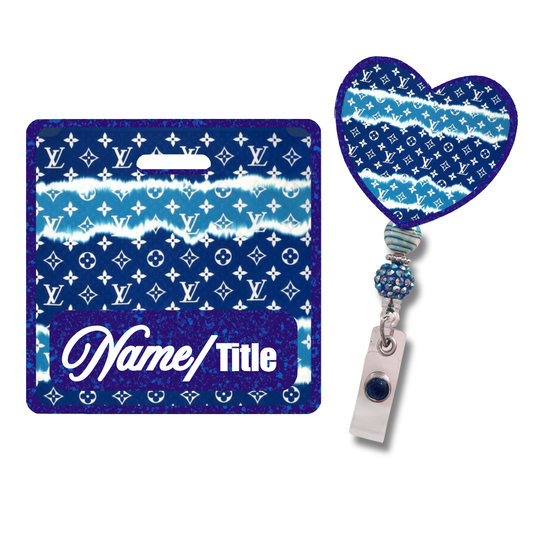 ✨ Premium Personalized Blue Glitter Badge Reel + Badge Buddy Combo Set