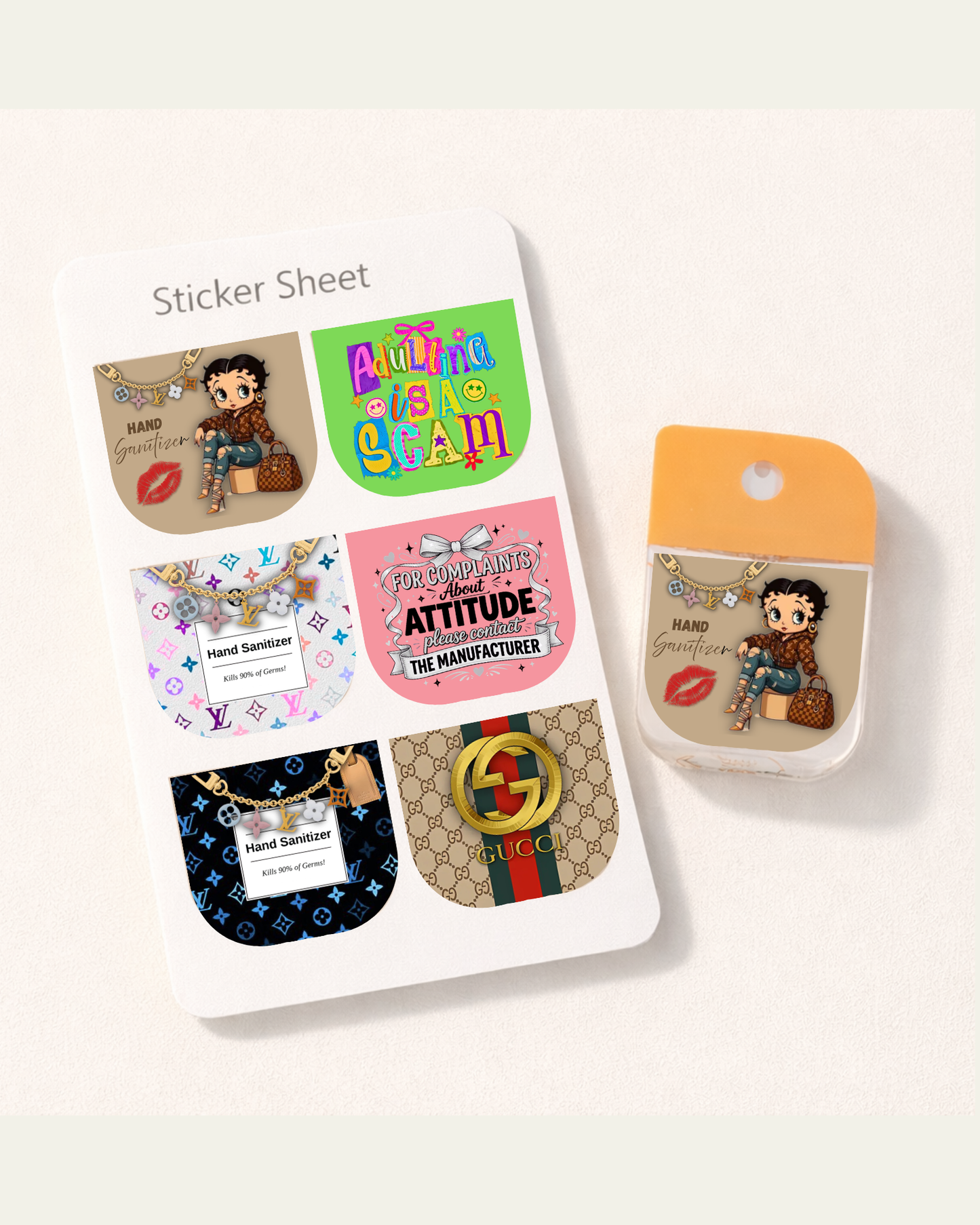 Hand Sanitizer Sticker Sheets (12 Stickers)