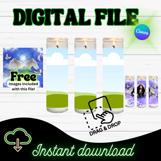 CUSTOM MEMORIAL CANDLE TEMPLATE (Digital Download)