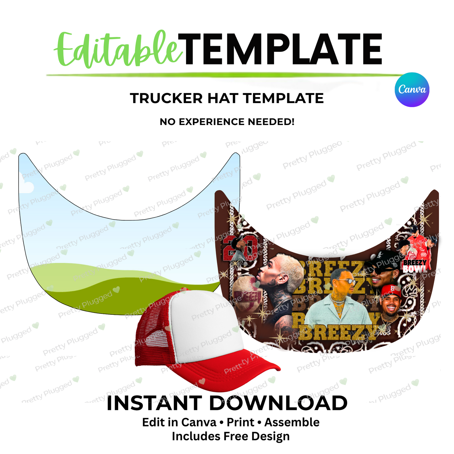 EDITABLE TRUCKER HAT TEMPLATE (Digital Download)