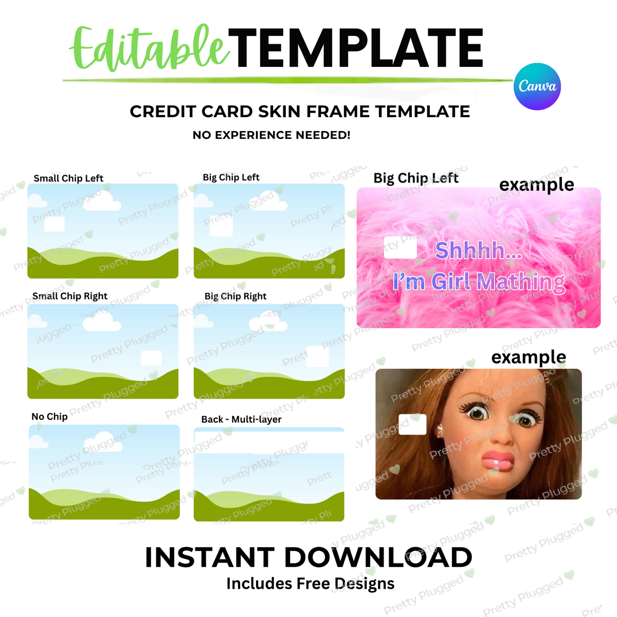Card Skin Layout EDITABLE CREDIT CARD SKIN TEMPLATE (Digital Download) – Pretty Plugged ...