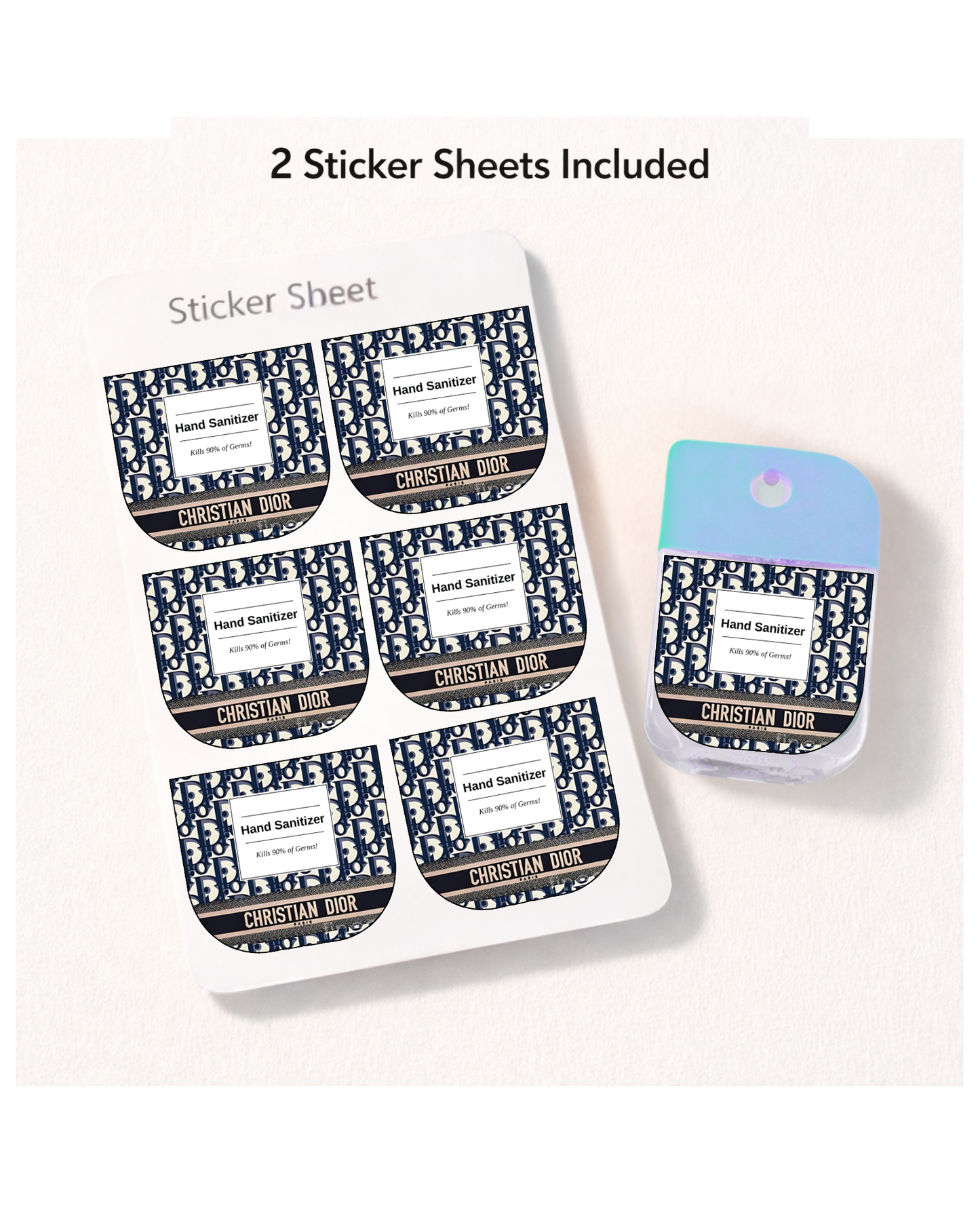 Hand Sanitizer Sticker Sheet  Multiple Designs Available (12 Stickers/1 Design)