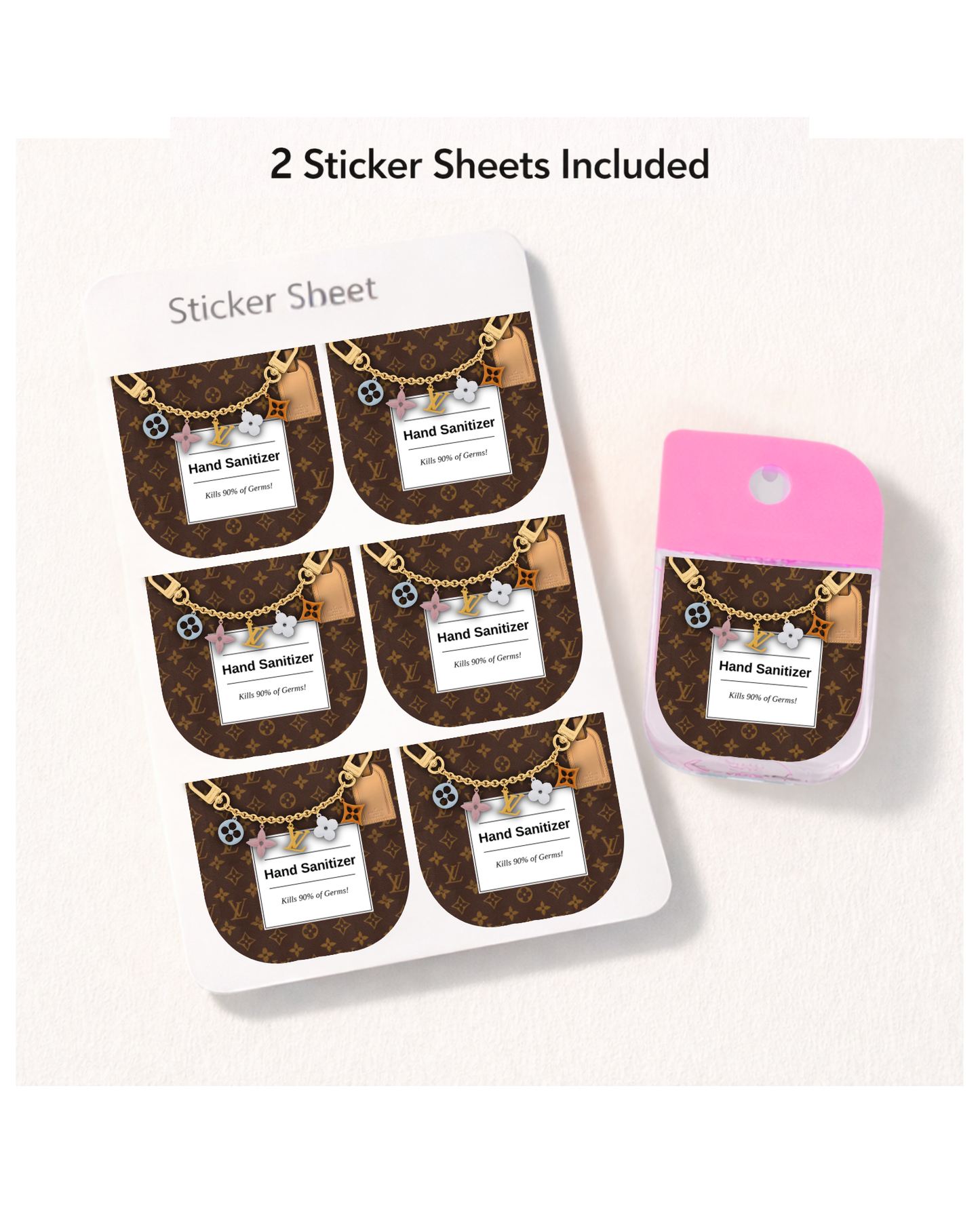Hand Sanitizer Sticker Sheet  Multiple Designs Available (12 Stickers/1 Design)