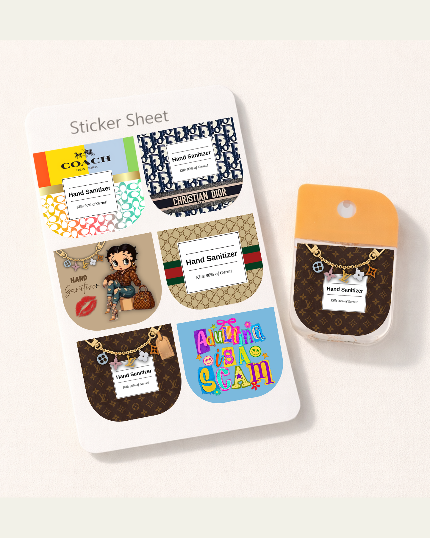 Hand Sanitizer Sticker Sheets (12 Stickers)