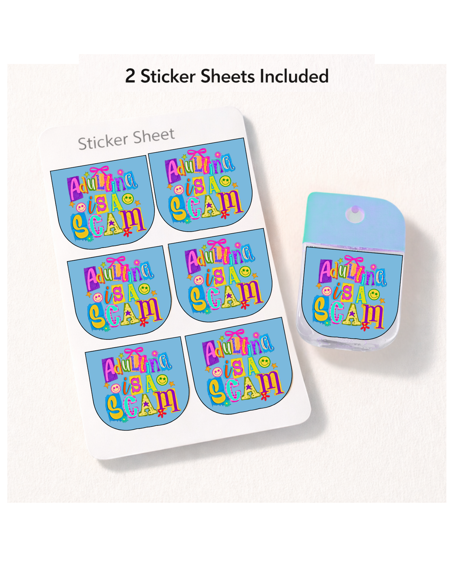 Hand Sanitizer Sticker Sheet  Multiple Designs Available (12 Stickers/1 Design)
