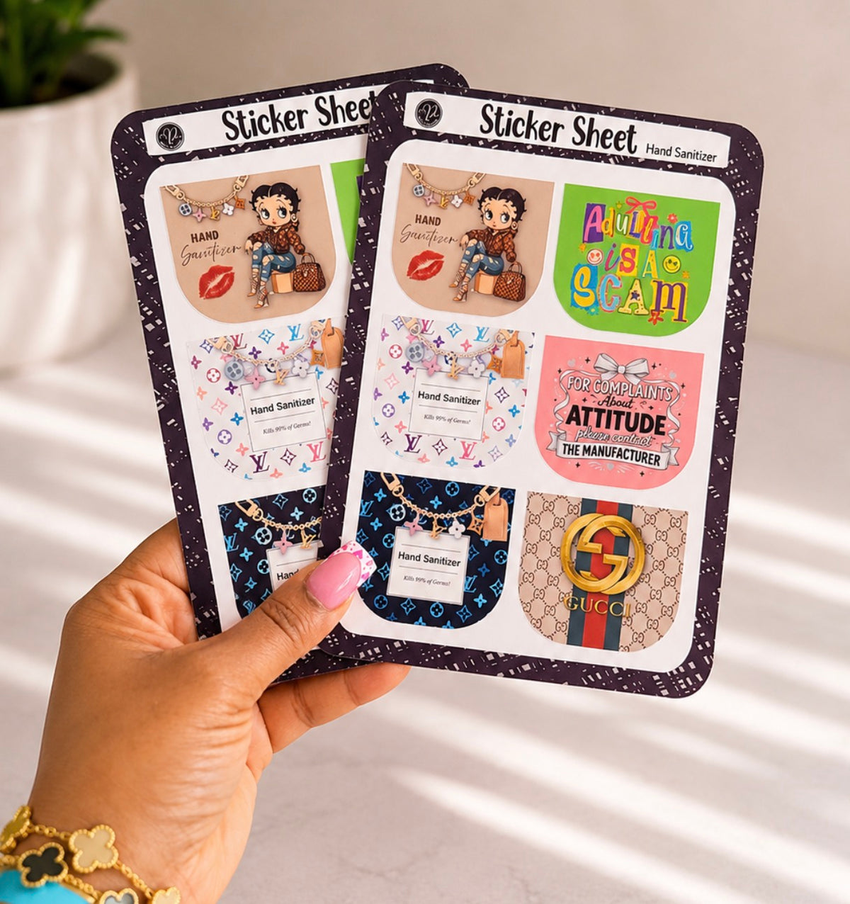 Hand Sanitizer Sticker Sheets (12 Stickers)