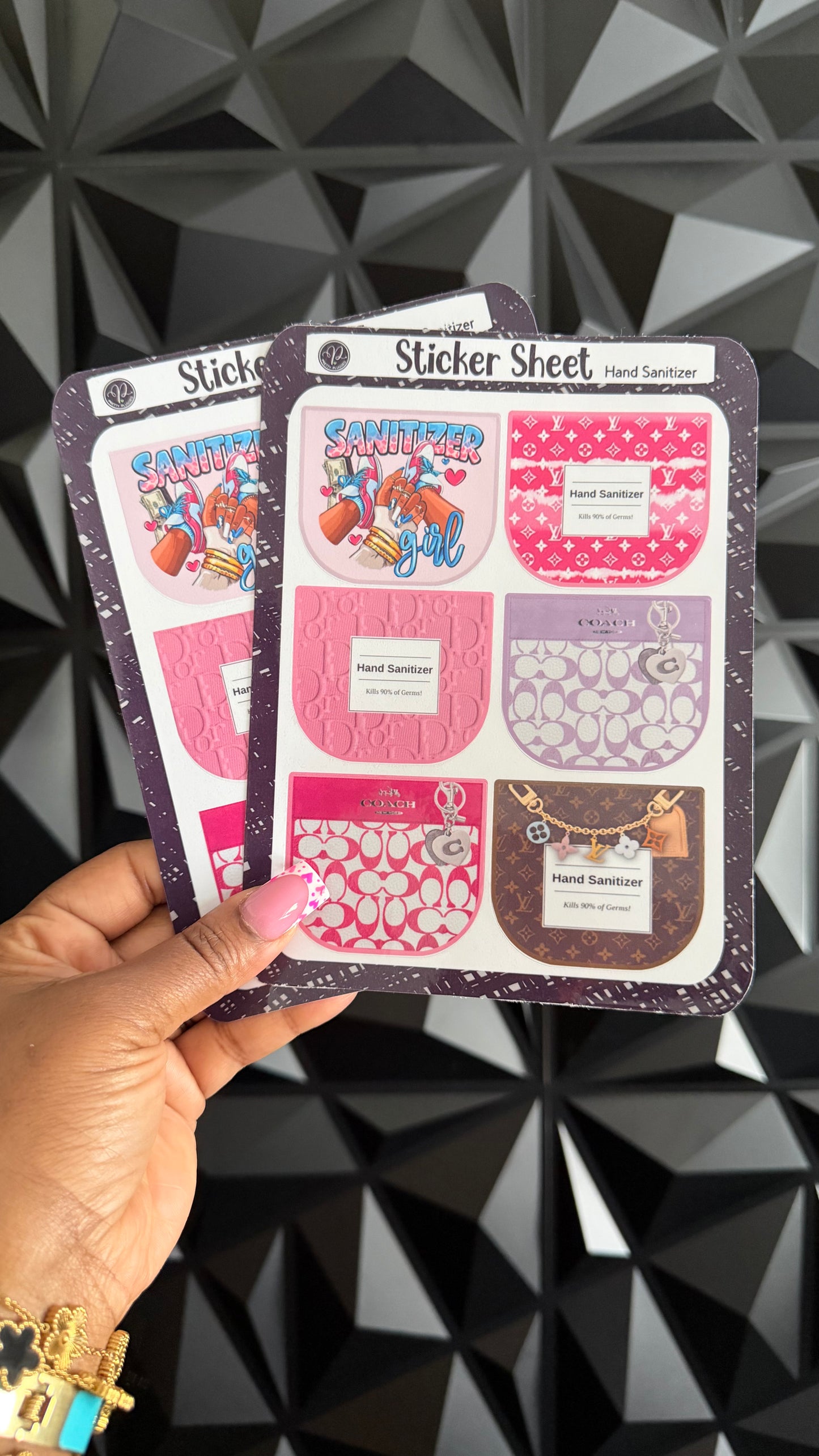 Hand Sanitizer Sticker Sheets (12 Stickers)