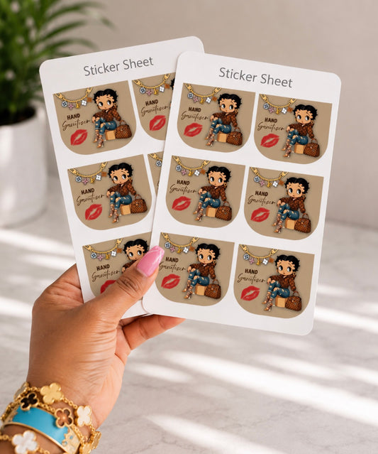 Hand Sanitizer Sticker Sheet  Multiple Designs Available (12 Stickers/1 Design)