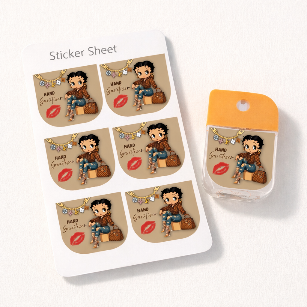 Hand Sanitizer Sticker Sheet  Multiple Designs Available (12 Stickers/1 Design)