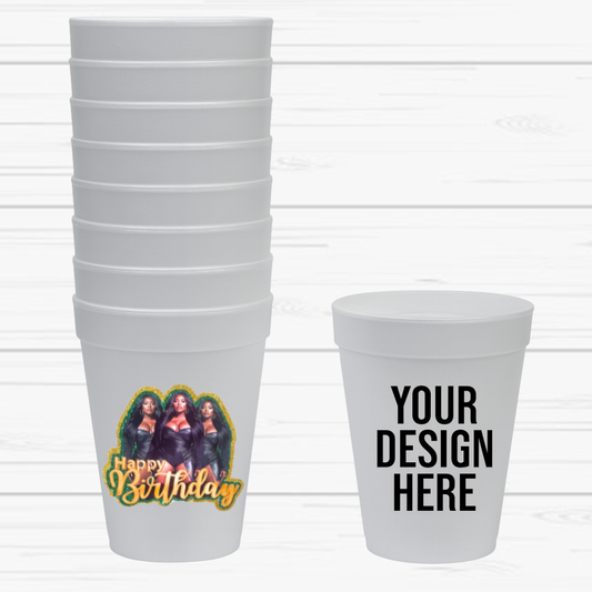 Personalized Design (Custom) 16 oz Styrofoam Party Cups – Set of 6