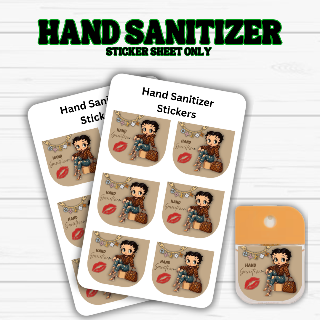 Hand Sanitizer Sticker Sheet (6 Stickers) Multiple Designs Available